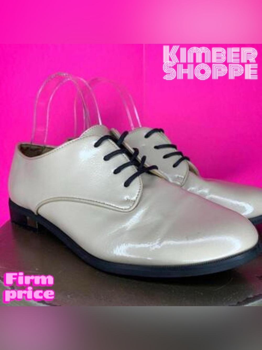 Aldo Marwen Nude Patent Leather Almond Toe Lace Up Oxford US 8 EU 38.5